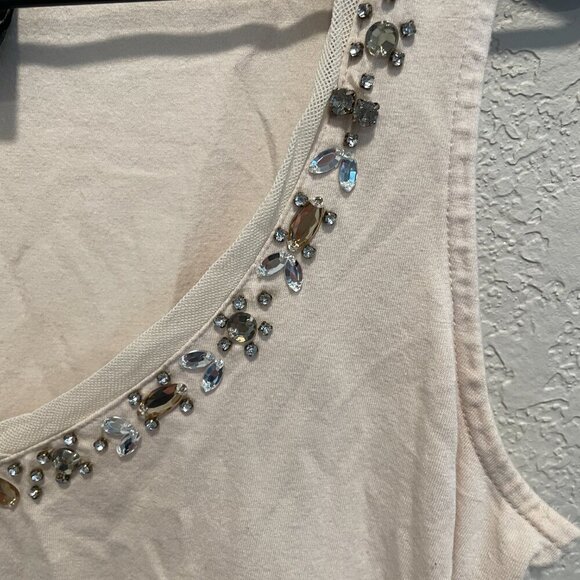White House Black Market Cream with Jewel Neckline Tank Top XXS - Picture 3 of 5